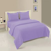 Lenjerie cu elastic la cearsaf de pat Damasc Policoton dunga 1 cm, pentru saltea 140x200 cm, cearsaf pilota 160x220 cm, 2 fete perna 50x70 cm Lila Iris