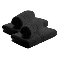 Set 4 prosoape baie 2 de corp 70x140 cm si 2 de fata 50x90 cm Bumbac 100% Greek Border 500 grame/mp, Negru