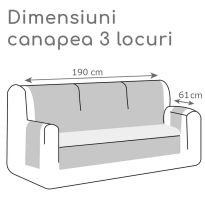 Husa canapea 3 locuri tip cuvertura matlasata 190x177 cm cu laterale, reversibila, Gri Deschis
