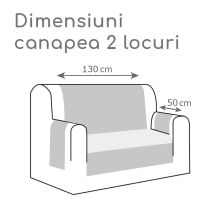 Husa canapea tip cuvertura matlasata 2 locuri 130x205 cm cu laterale, reversibila, Alb Unt