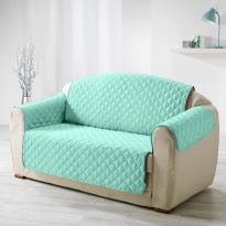 Husa canapea tip cuvertura matlasata 2 locuri 130x205 cm cu laterale, reversibila, Verde Mint