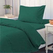 Lenjerie cu elastic la cearsaf pat Damasc Policoton dunga 1 cm, pentru saltea 80x200 cm, cearsaf pilota 140x220 cm, fata perna 50x70 cm Verde