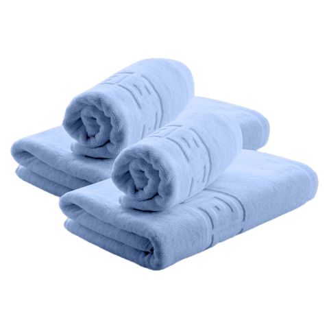 Set 4 prosoape baie 2 de corp 70x140 cm si 2 de fata 50x90 cm Bumbac 100%, Greek Border 500 grame/mp, Bleu