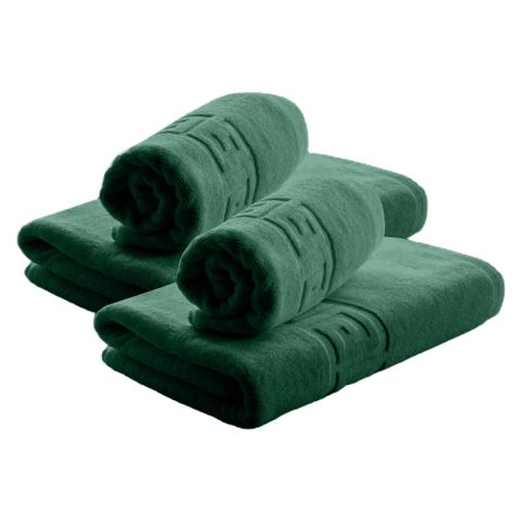 Set 4 prosoape baie 2 de corp 70x140 cm si 2 de fata 50x90 cm Bumbac 100%, Greek Border 500 grame/mp, Verde