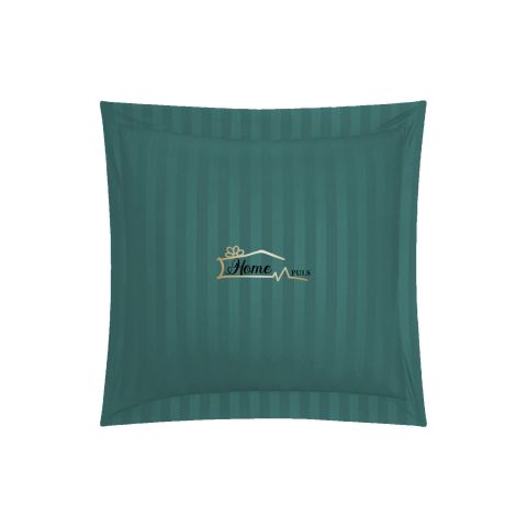 Fata de perna Damasc Bumbac 100% dunga 1 cm, 40 x 40 cm si tiv cu bordura 3,5 cm, Verde Petrol