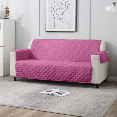 Husa canapea 3 locuri tip cuvertura matlasata 190x177 cm cu laterale, reversibila, Rosu Fucsia