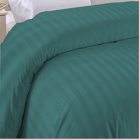 Cearsaf de pilota 2 persoane king size Damasc Bumbac 100% tip Hotel cu dunga 1 cm, 200x230 cm, Verde Petrol